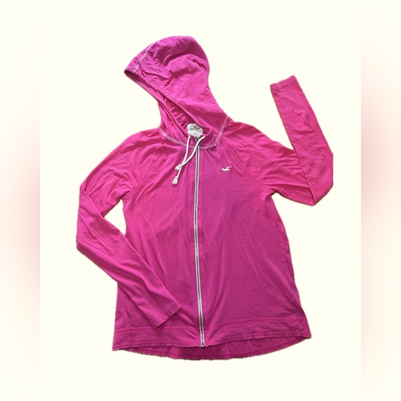 Hollister Lot Of 2 Zip Up Hoodie & Long Sleeved Shirt Pink/white SZ medium - Picture 11 of 12